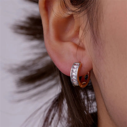 1 Pair Elegant Color Block Plating Inlay Copper Zircon Earrings