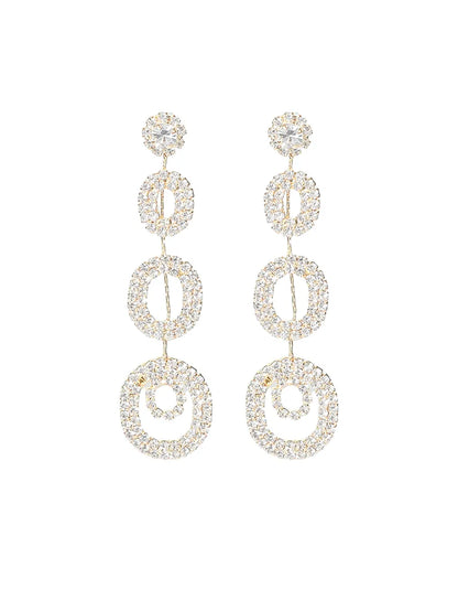 1 Pair Elegant Color Block Plating Rhinestone Gold Plated Drop Earrings