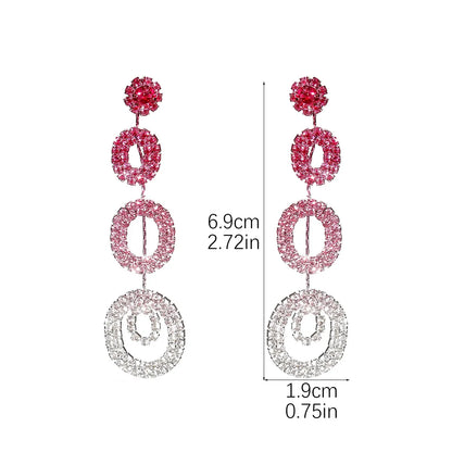 1 Pair Elegant Color Block Plating Rhinestone Gold Plated Drop Earrings