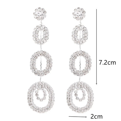 1 Pair Elegant Color Block Plating Rhinestone Gold Plated Drop Earrings