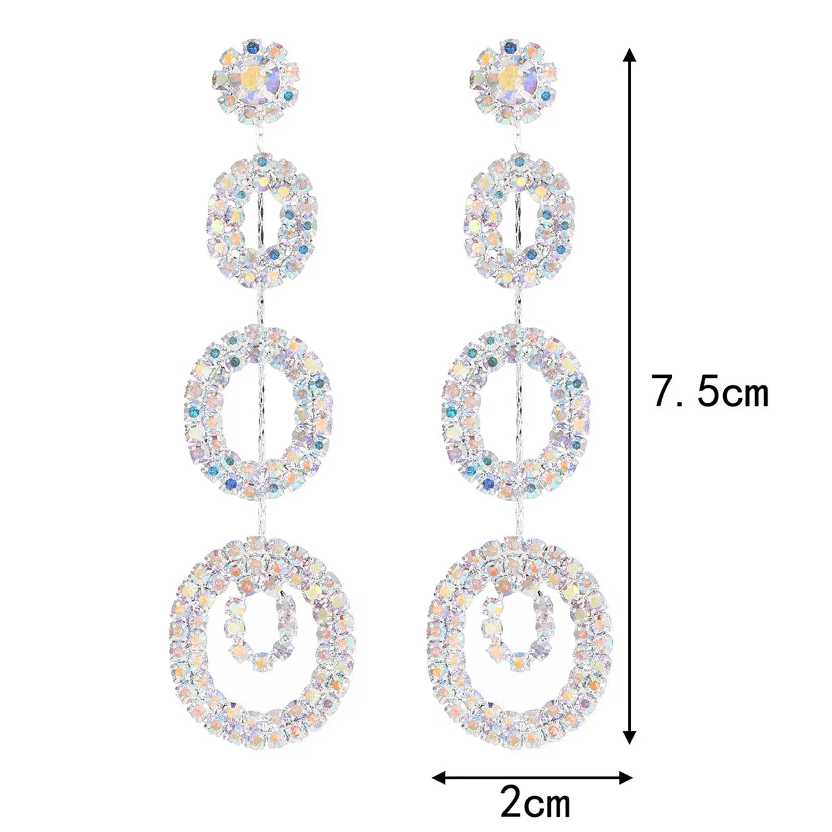 1 Pair Elegant Color Block Plating Rhinestone Gold Plated Drop Earrings