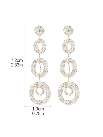 1 Pair Elegant Color Block Plating Rhinestone Gold Plated Drop Earrings