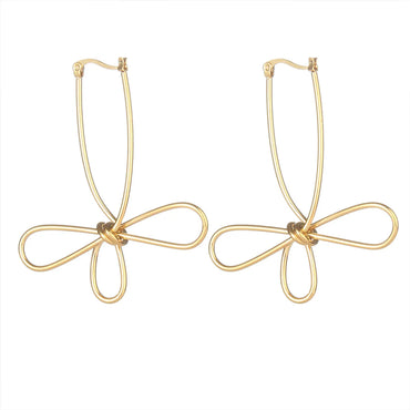 1 Pair Elegant Commute Flower Plating Stainless Steel 18k Gold Plated Drop Earrings