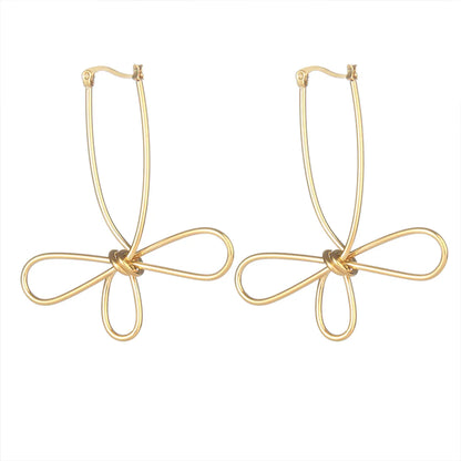 1 Pair Elegant Commute Flower Plating Stainless Steel 18k Gold Plated Drop Earrings