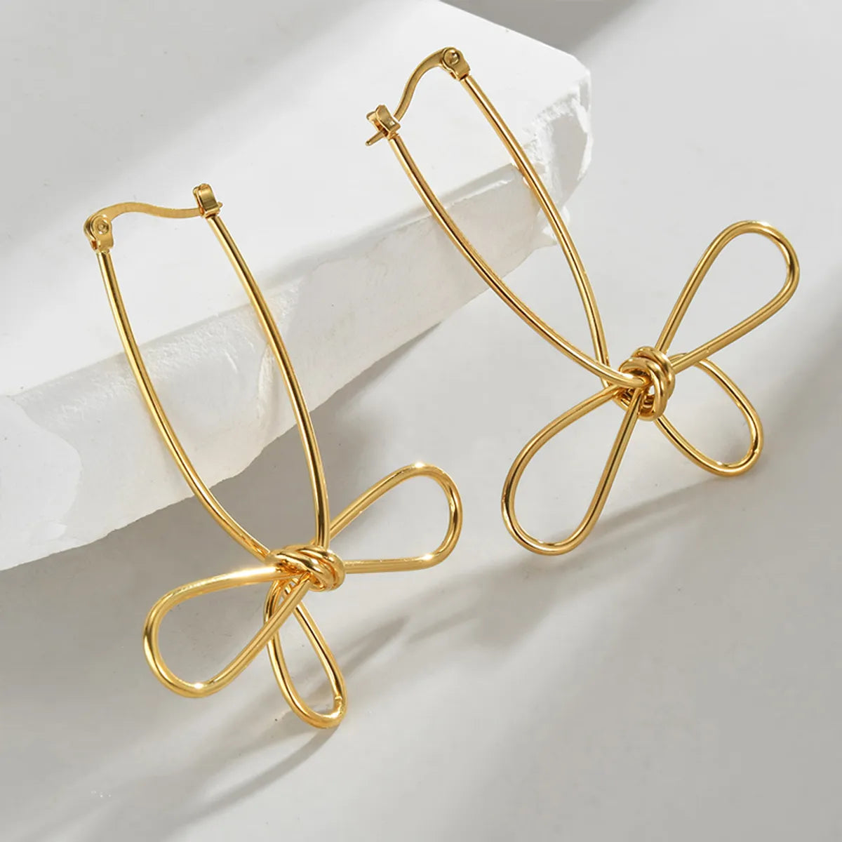 1 Pair Elegant Commute Flower Plating Stainless Steel 18k Gold Plated Drop Earrings