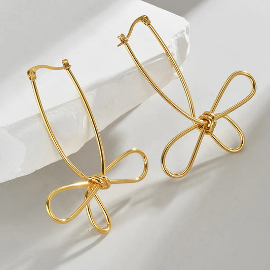 1 Pair Elegant Commute Flower Plating Stainless Steel 18k Gold Plated Drop Earrings