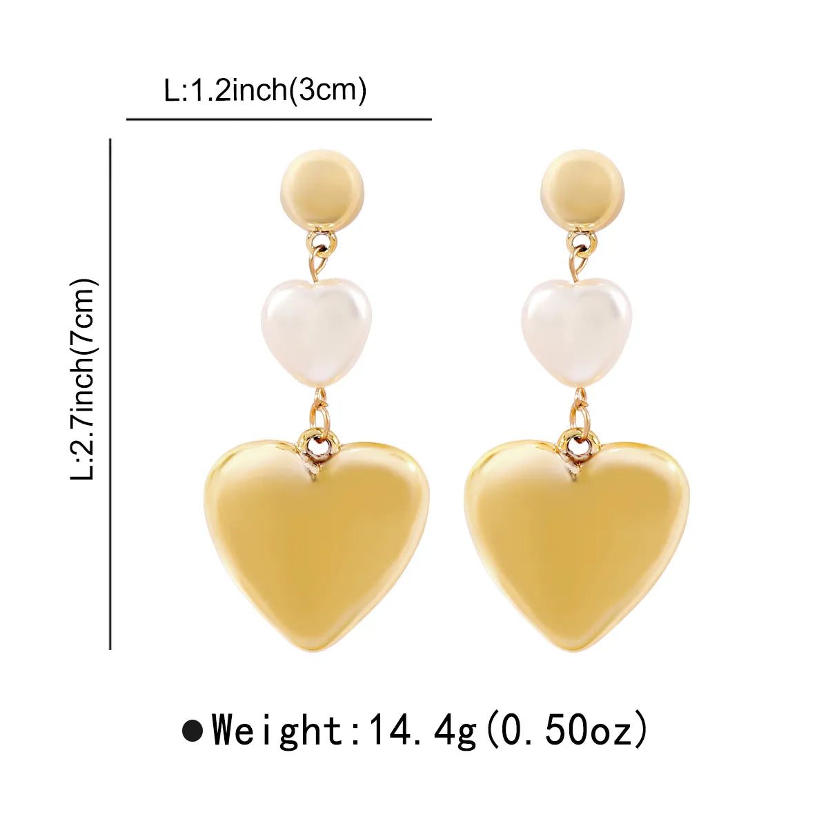 1 Pair Elegant Commute Heart Shape CCB Imitation Pearl Drop Earrings