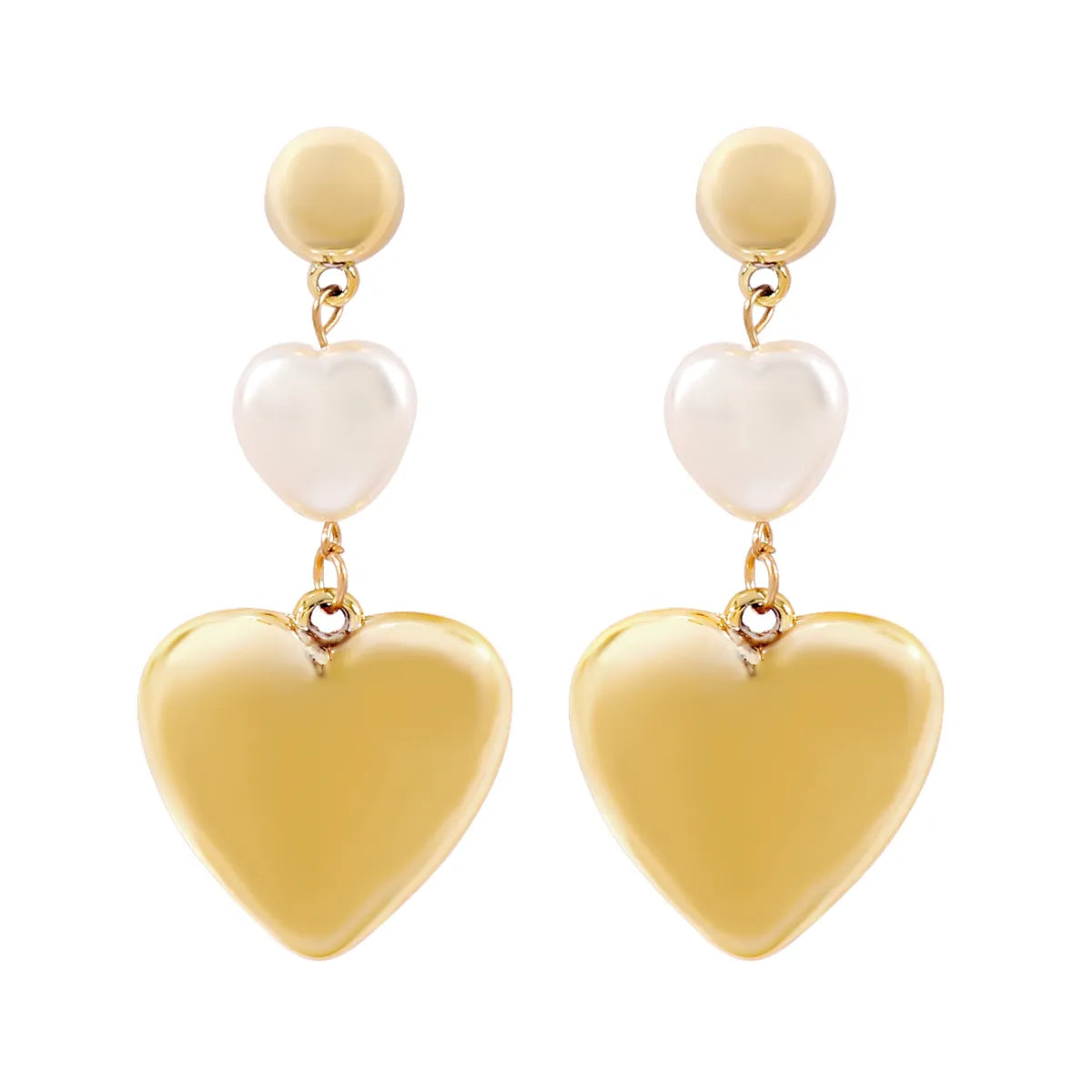 1 Pair Elegant Commute Heart Shape CCB Imitation Pearl Drop Earrings