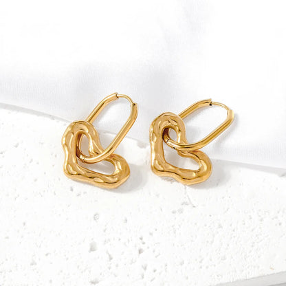 1 Pair Elegant Cute Heart Shape 304 Stainless Steel 18K Gold Plated Drop Earrings