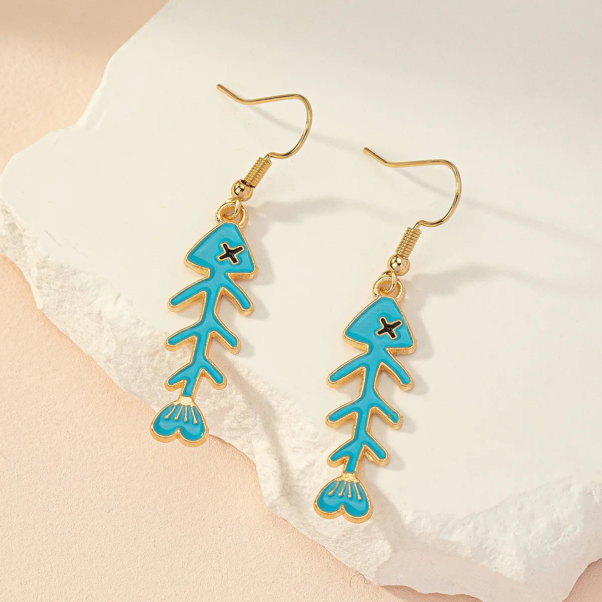 1 Pair Elegant Cute IG Style Fish Bone Zinc Alloy Drop Earrings