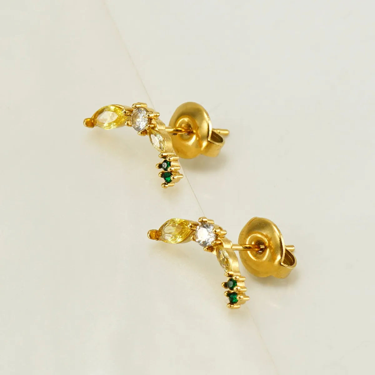 1 Pair Elegant Cute Lady Wreath Plating Inlay Stainless Steel Zircon 18k Gold Plated Ear Studs