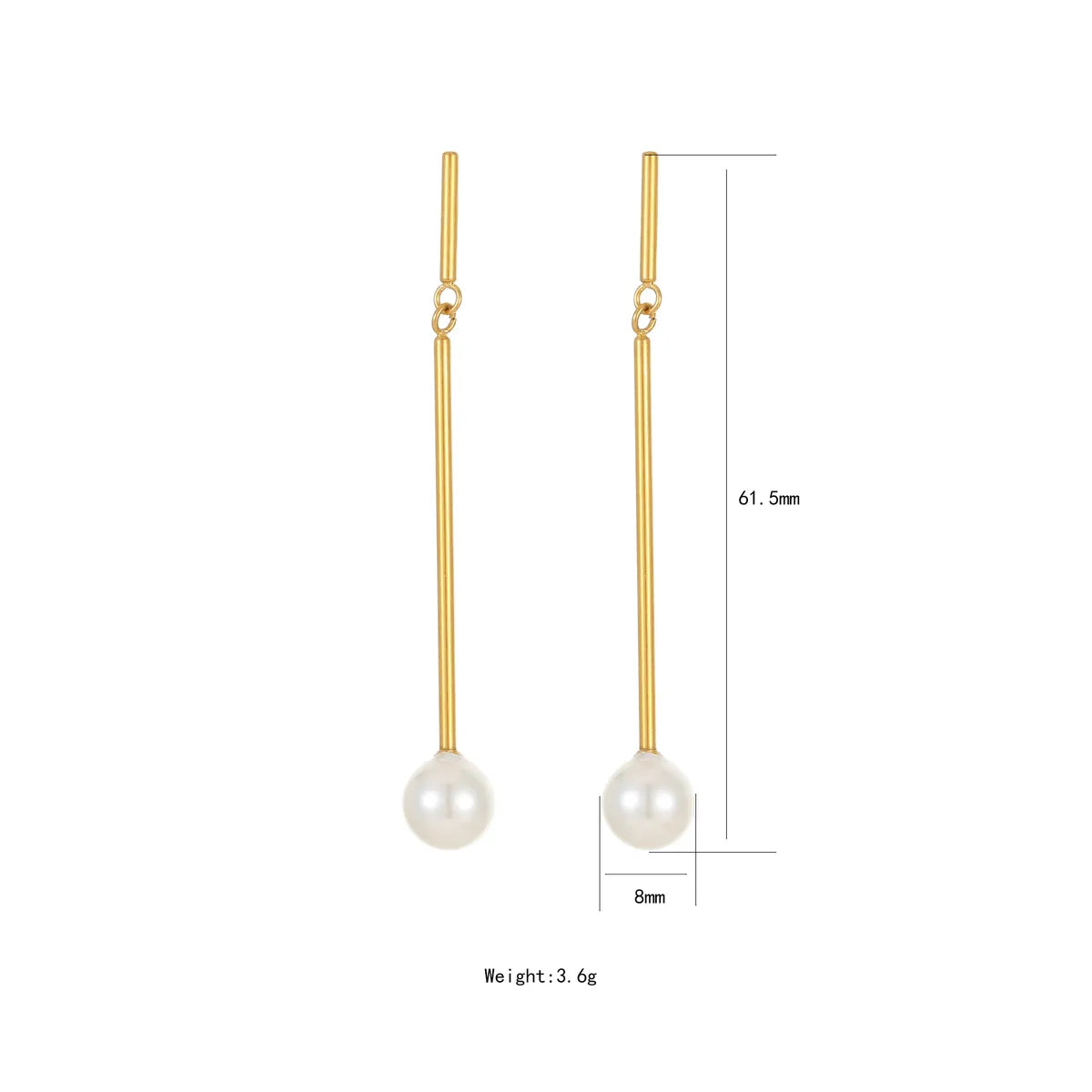 1 Pair Elegant Cute Luxurious Round Inlay Stainless Steel Titanium Steel Artificial Pearls 18K Gold Plated Drop Earrings