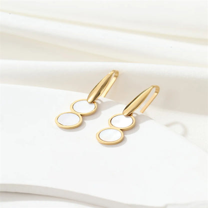 1 Pair Elegant Cute Luxurious Round Inlay Stainless Steel Titanium Steel Artificial Pearls 18K Gold Plated Drop Earrings