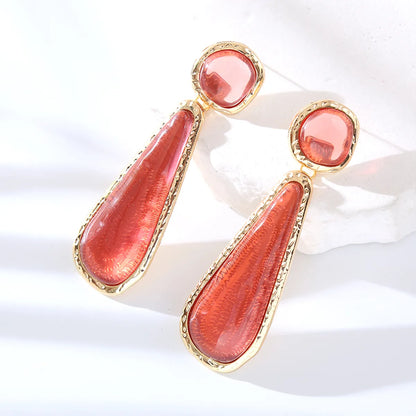 1 Pair Elegant Cute Luxurious Water Droplets Resin Drop Earrings