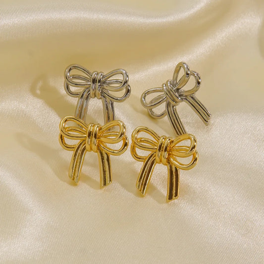 1 Pair Elegant Cute Modern Style Bow Knot Plating Copper Gold Plated Ear Studs