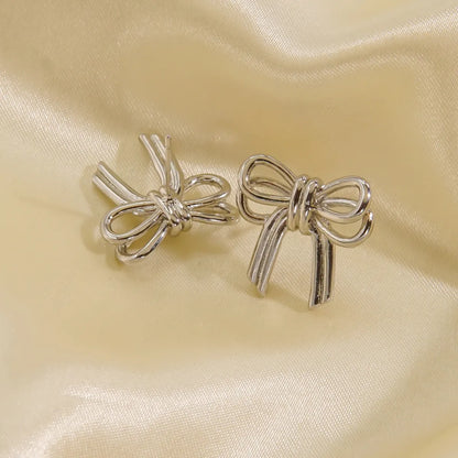 1 Pair Elegant Cute Modern Style Bow Knot Plating Copper Gold Plated Ear Studs