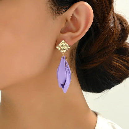 1 Pair Elegant Cute Romantic Petal Tassel Zinc Alloy Drop Earrings