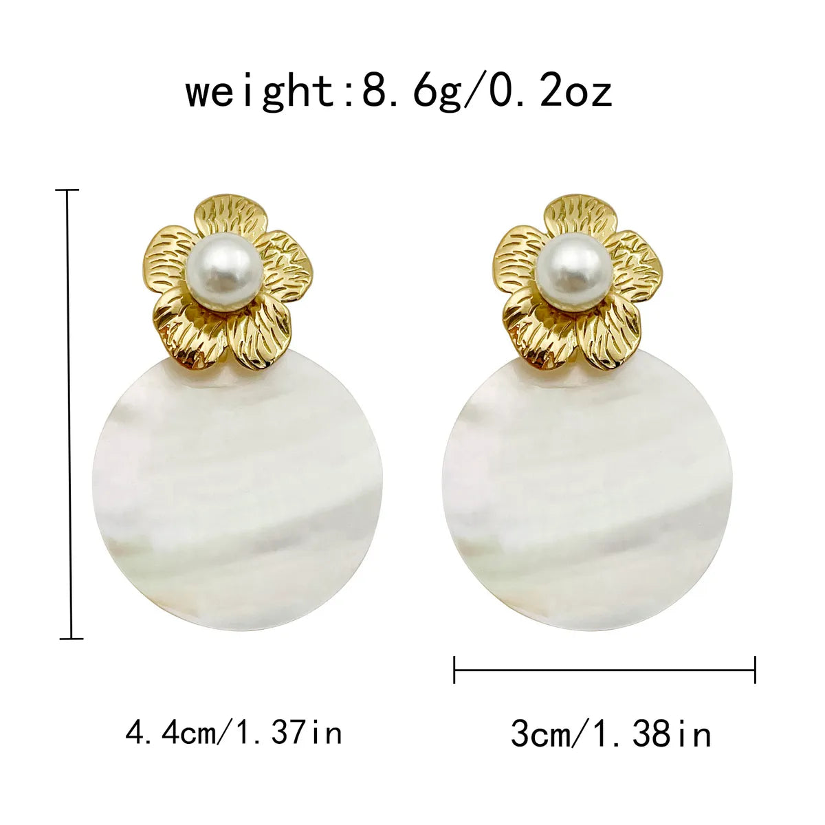 1 Pair Elegant Cute Simple Style Flower Plating Inlay Stainless Steel Shell Gold Plated Drop Earrings