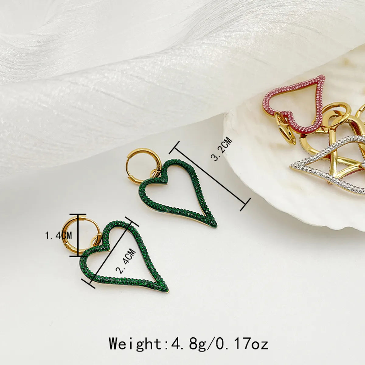 1 Pair Elegant Cute Simple Style Heart Shape Plating Inlay Stainless Steel Zircon Gold Plated Drop Earrings