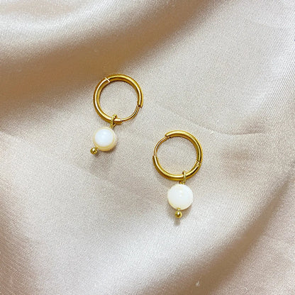 1 Pair Elegant Cute Simple Style Pearl Plating Stainless Steel White Gold Plated Gold Plated Drop Earrings