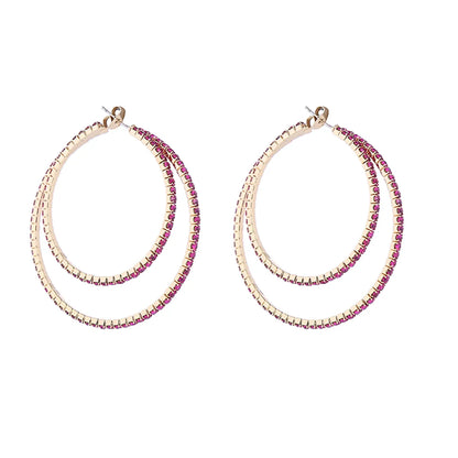 1 Pair Elegant Cute Simple Style Round Inlay Rhinestone Rhinestones Hoop Earrings