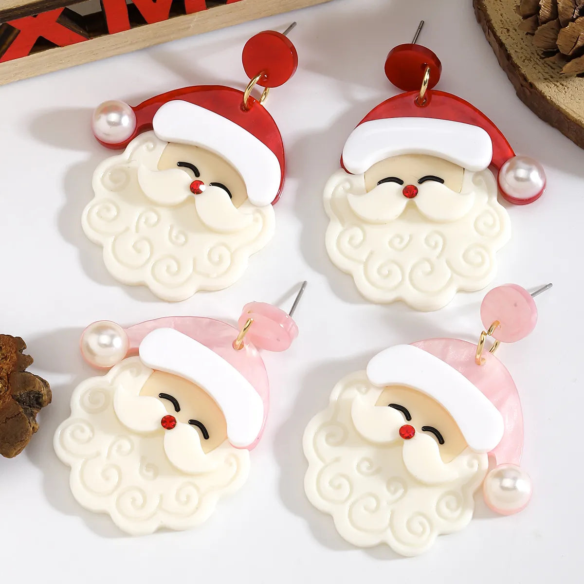 1 Pair Elegant Cute Streetwear Santa Claus Arylic Drop Earrings