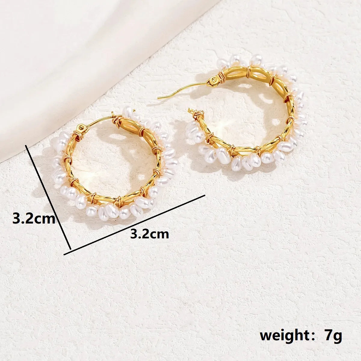 1 Pair Elegant Cute Sweet Flower Beaded Pearl Stainless Steel Earrings