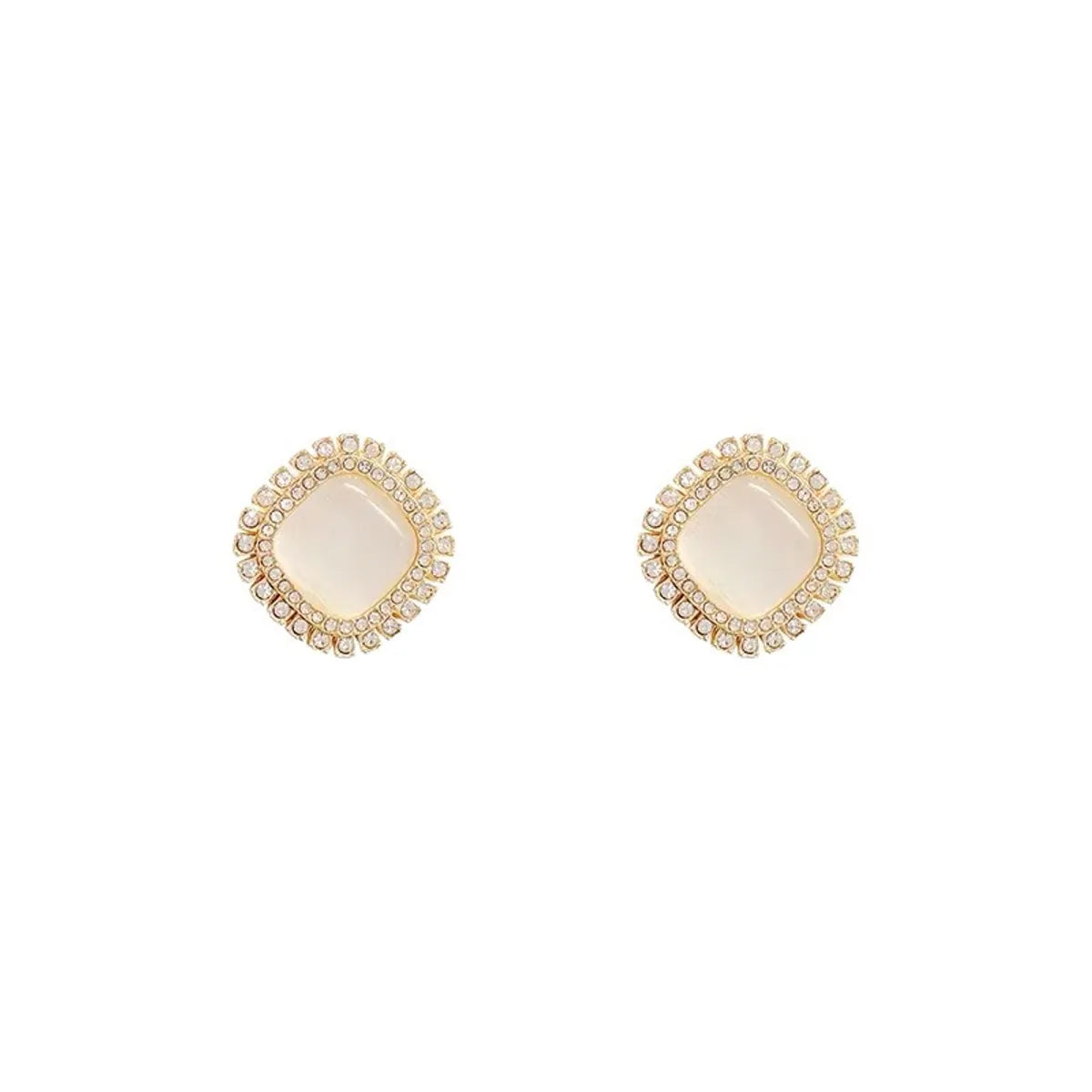 1 Pair Elegant Cute Sweet Geometric Solid Color Inlay Alloy Opal Rhinestones Ear Studs