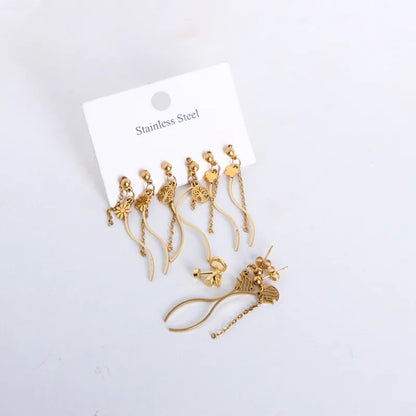 1 Pair Elegant Cute Sweet Heart Shape Plating 304 Stainless Steel 14K Gold Plated Drop Earrings