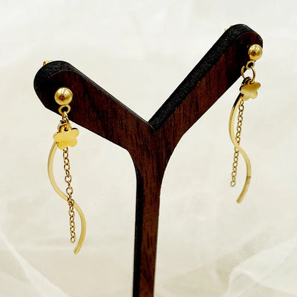 1 Pair Elegant Cute Sweet Heart Shape Plating 304 Stainless Steel 14K Gold Plated Drop Earrings