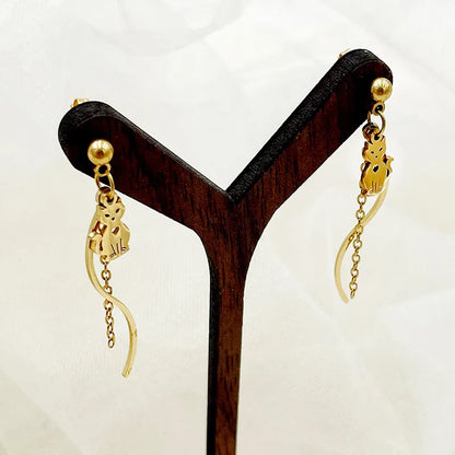 1 Pair Elegant Cute Sweet Heart Shape Plating 304 Stainless Steel 14K Gold Plated Drop Earrings