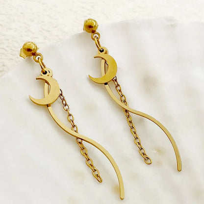 1 Pair Elegant Cute Sweet Heart Shape Plating 304 Stainless Steel 14K Gold Plated Drop Earrings