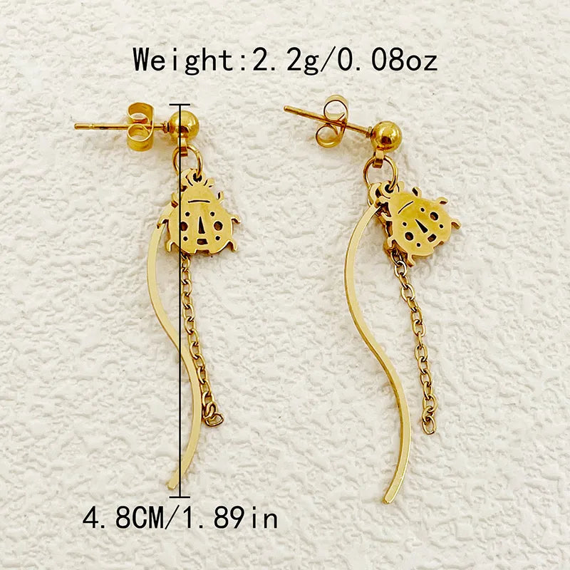 1 Pair Elegant Cute Sweet Heart Shape Plating 304 Stainless Steel 14K Gold Plated Drop Earrings