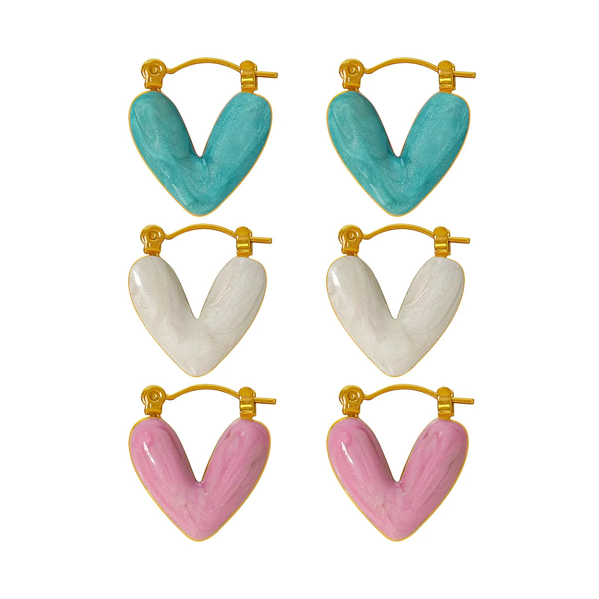 1 Pair Elegant Cute Sweet Heart Shape Plating Titanium Steel 18k Gold Plated Earrings