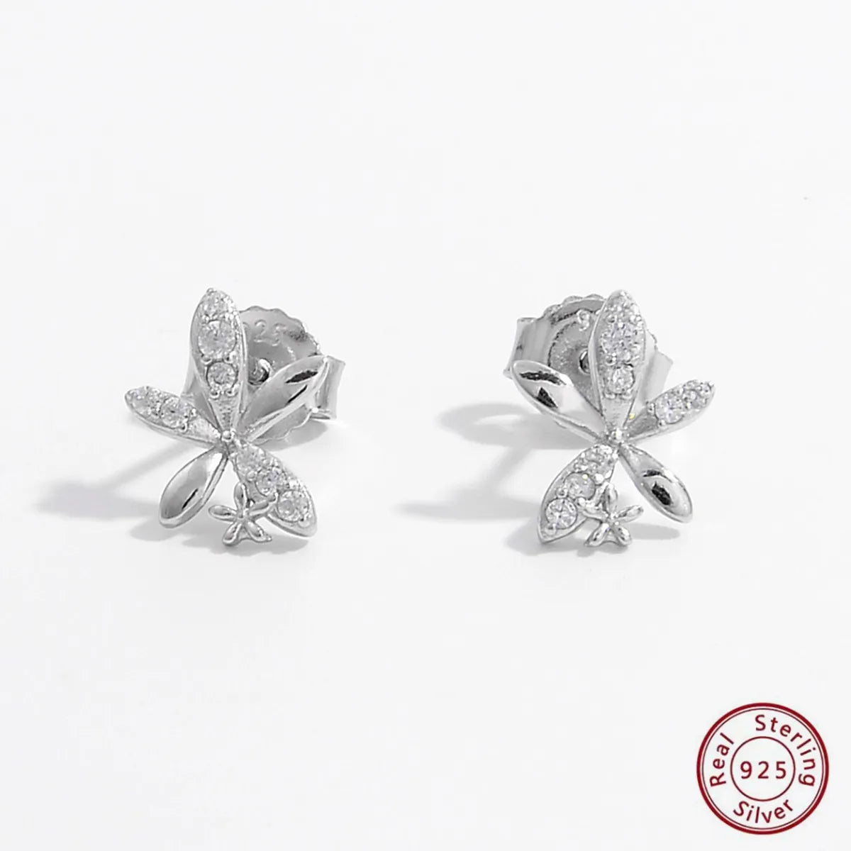 1 Pair Elegant Cute Sweet Moon Maple Leaf Crown Plating Hollow Out Inlay Sterling Silver Zircon White Gold Plated Rhodium Plated Ear Studs