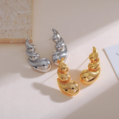 1 Pair Elegant Cute Water Droplets Croissant Solid Color Copper Ear Studs