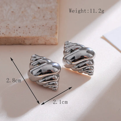 1 Pair Elegant Cute Water Droplets Croissant Solid Color Copper Ear Studs