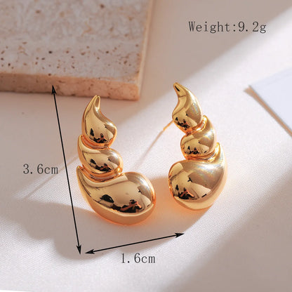 1 Pair Elegant Cute Water Droplets Croissant Solid Color Copper Ear Studs