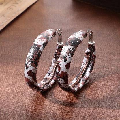 1 Pair Elegant Ethnic Style Lattice Pu Leather Earrings