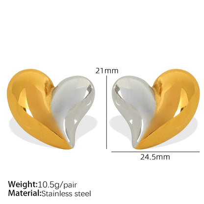 1 Pair Elegant Exaggerated Commute Heart Shape Polishing 304 Stainless Steel 18K Gold Plated Ear Studs