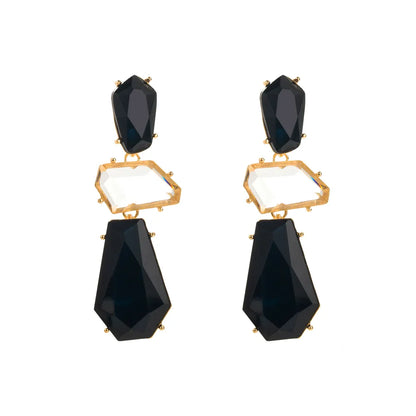 1 Pair Elegant Exaggerated Geometric Plating Inlay Alloy Resin Gold Plated Drop Earrings