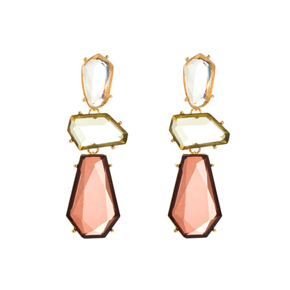 1 Pair Elegant Exaggerated Geometric Plating Inlay Alloy Resin Gold Plated Drop Earrings