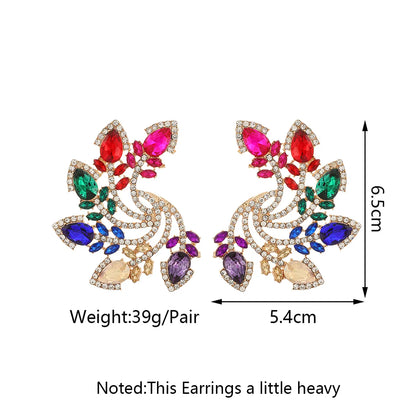 1 Pair Elegant Exaggerated Geometric Plating Inlay Zinc Alloy Glass Ear Studs