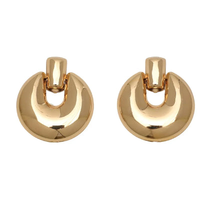 1 Pair Elegant Exaggerated Geometric Round Alloy Ear Studs