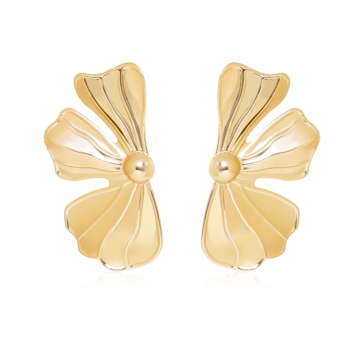 1 Pair Elegant Exaggerated Luxurious Flower Iron Gold Plated Ear Studs