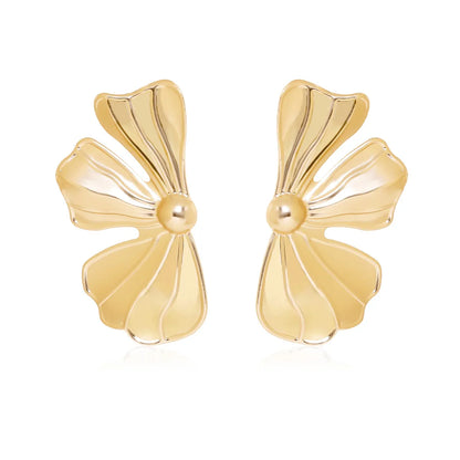 1 Pair Elegant Exaggerated Luxurious Flower Iron Gold Plated Ear Studs