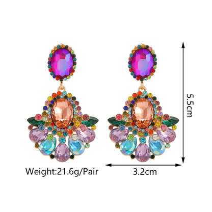 1 Pair Elegant Exaggerated Luxurious Geometric Plating Inlay Zinc Alloy Glass Dangling Earrings