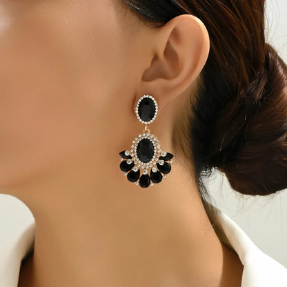 1 Pair Elegant Exaggerated Luxurious Geometric Plating Inlay Zinc Alloy Glass Dangling Earrings