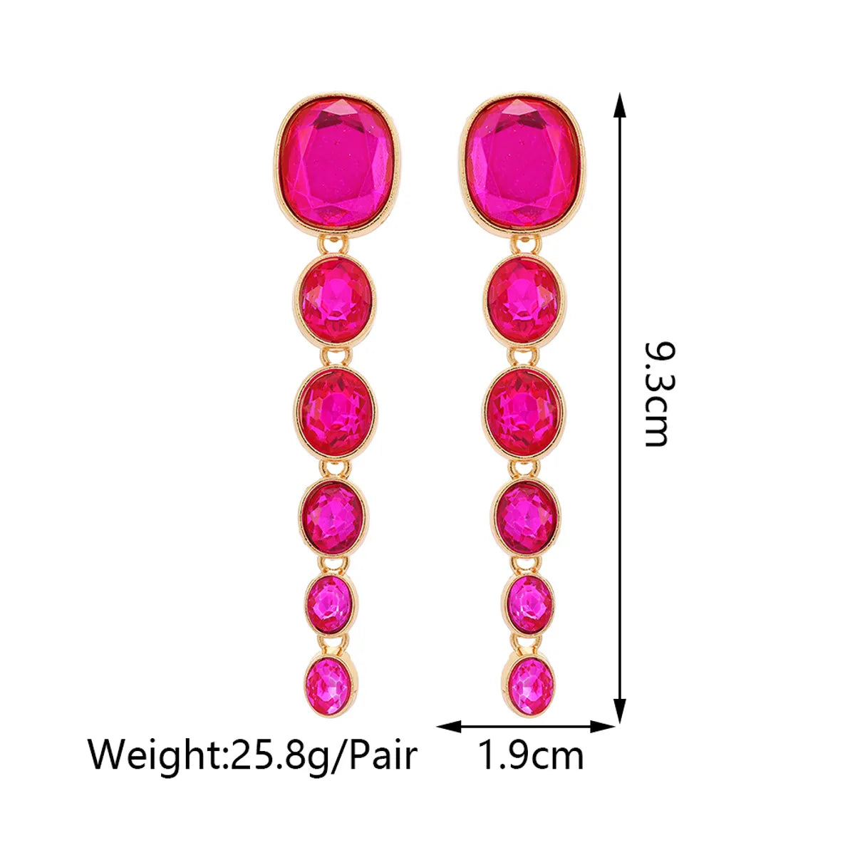 1 Pair Elegant Exaggerated Oval Plating Inlay Zinc Alloy Glass Dangling Earrings