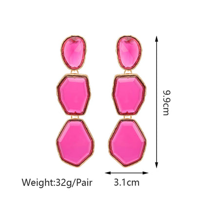 1 Pair Elegant Exaggerated Square Inlay Zinc Alloy Resin Dangling Earrings